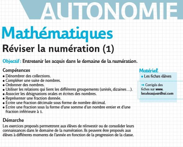 Réviser la numération / Entretenir les acquis