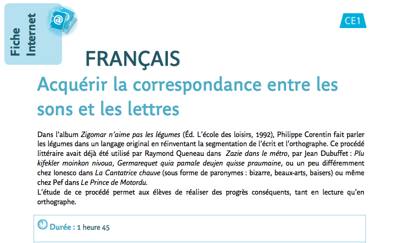 Français : Acquérir la correspondance entre les sons et les lettres