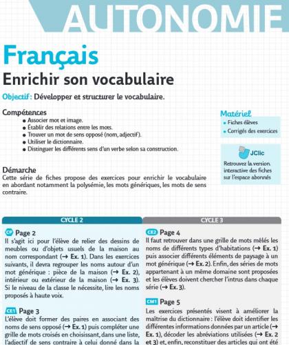 Français : Enrichir son vocabulaire