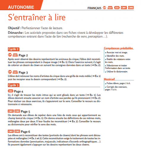 S'entraîner à lire S'entraîner à lire