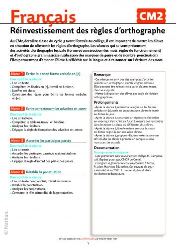 Réinvestissement des règles d’orthographe Réinvestissement des règles d’orthographe