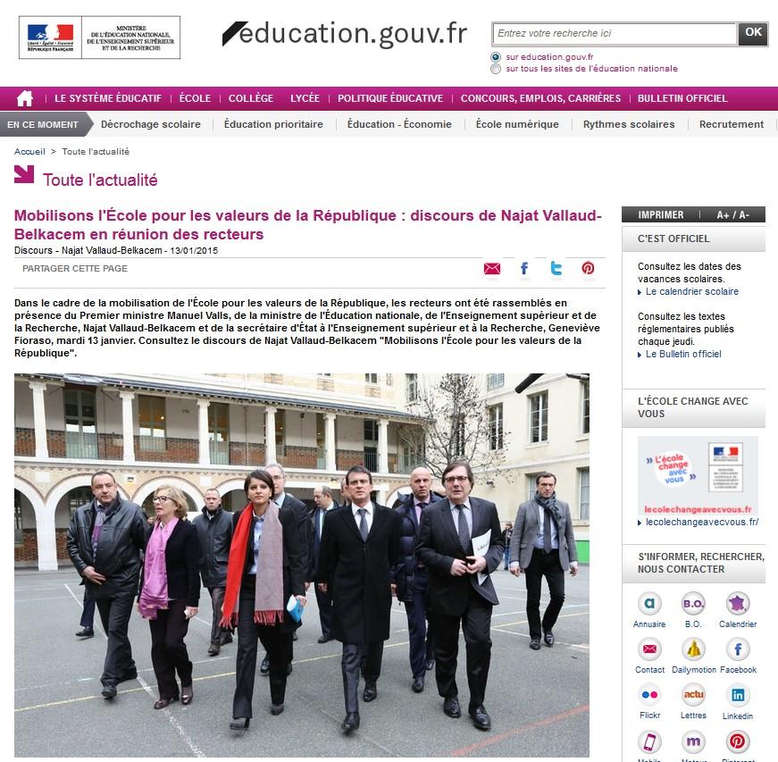 Mobilisation de l'Education nationale après les attentats