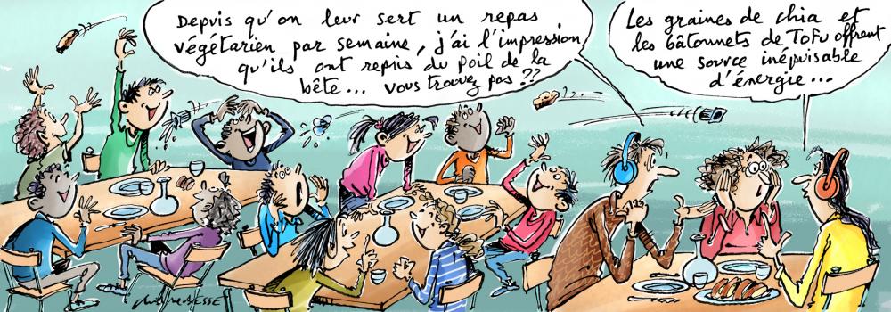 Un repas végétarien dans les cantines scolaires enfants dans une cantine scolaire