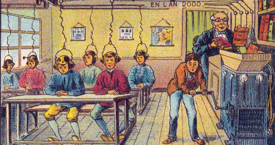salle de classe de l'an 2000 imaginée en 1900