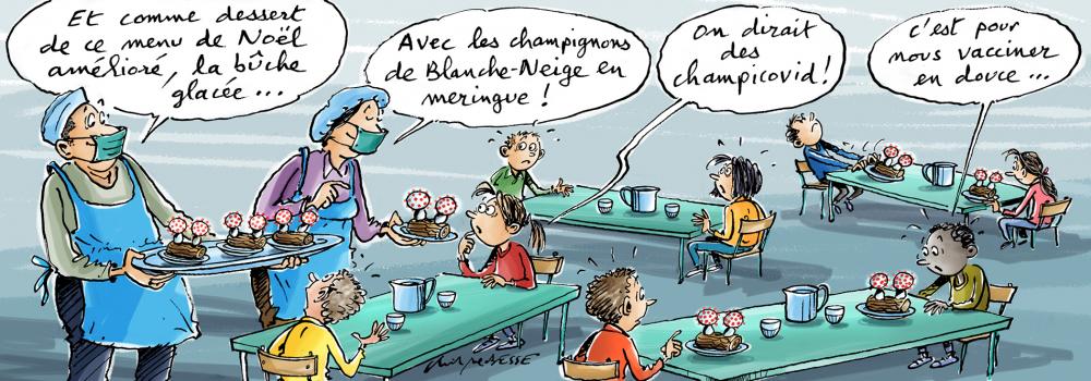 enfants à la cantine scolaire et repas de noël