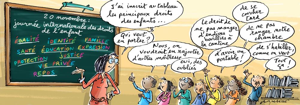 enfants dans une salle de classe, propositions pour la journée des droits de l'enfant