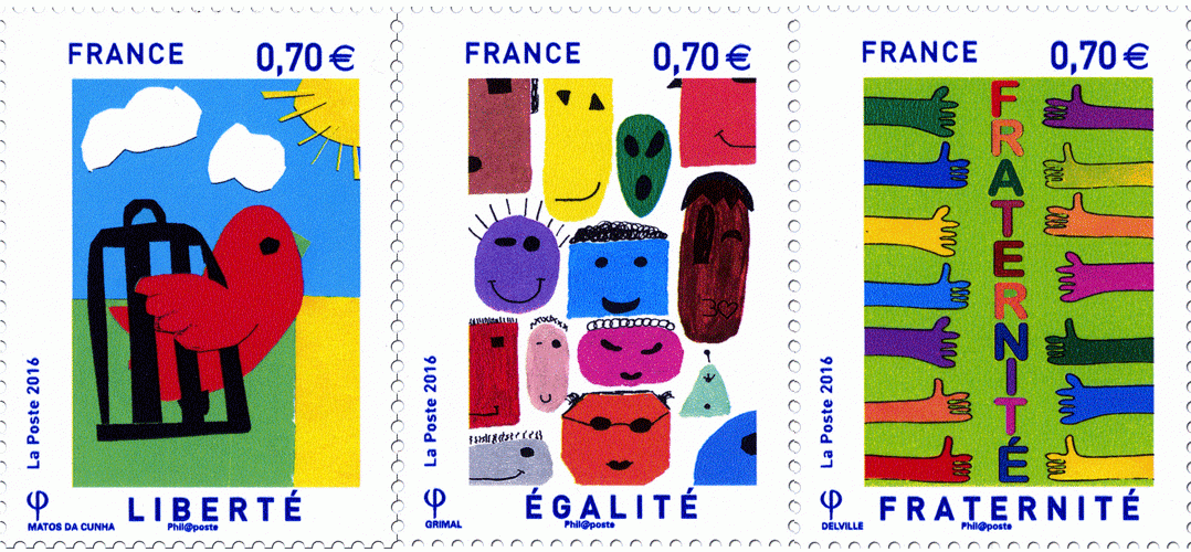 Des timbres "Liberté, Égalité, Fraternité" dessinés par la jeunesse