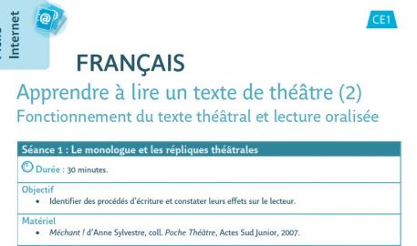 FRANCAIS : Apprendre à lire un texte de théâtre (2)