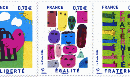 Des timbres "Liberté, Égalité, Fraternité" dessinés par la jeunesse